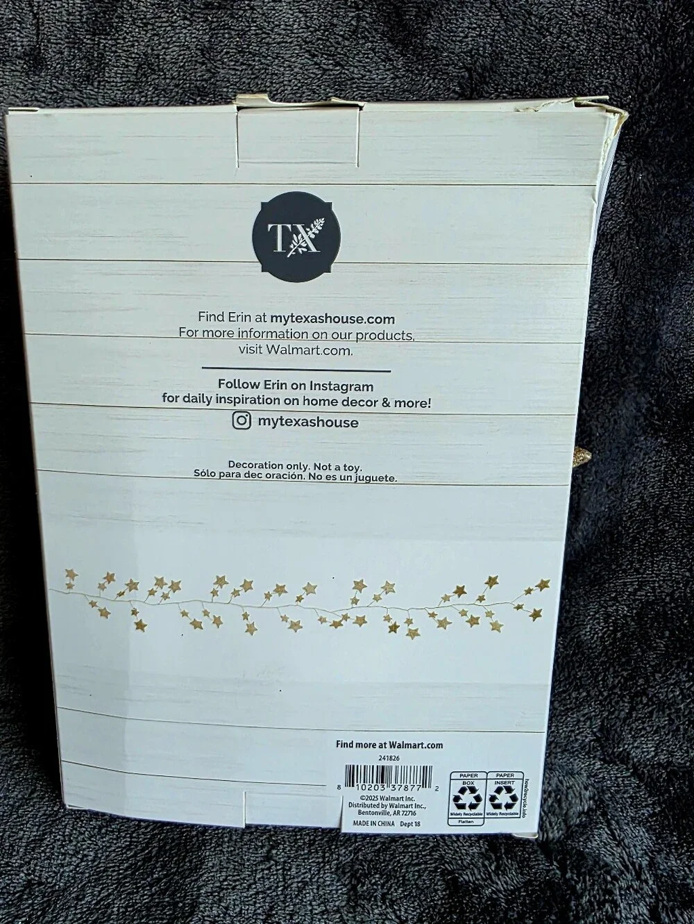 New Glitter gold Star Garland 6' by My Texas House, patriotic 4th of July